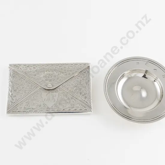 Edw VII S/S Calling Card Case & S/S Miniature Alms Dish