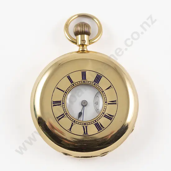 18ct Half Hunter Cased Lever Wind Pocket Watch