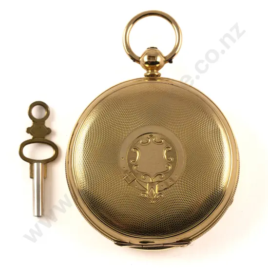 18ct Hunter Cased Key Wind Pocket Watch