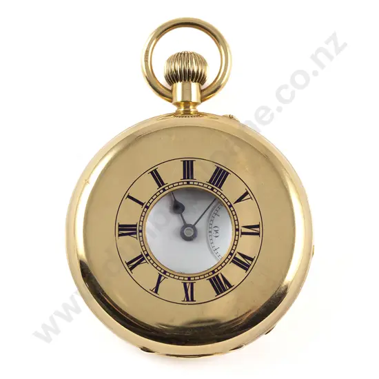 18ct Half Hunter Cased Lever Wind Pocket Watch