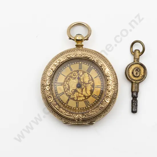 Dimier Freres & Co14ct Open Face Key Wind Small Pocket Watch