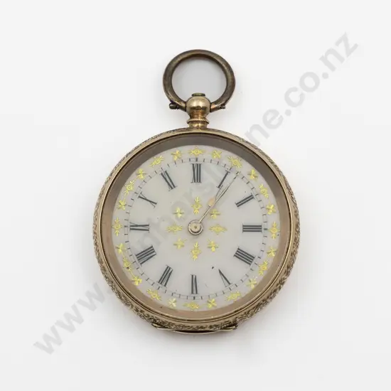 14ct Open Face Key Wind Fob Watch