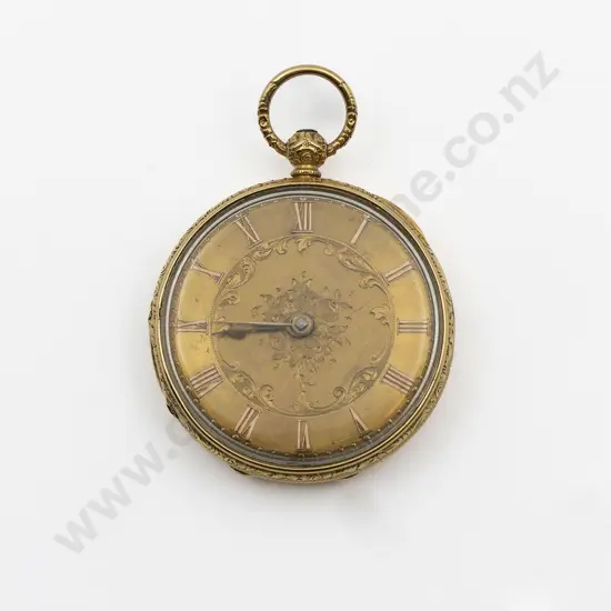 18ct Open Face Key Wind Pocket Watch