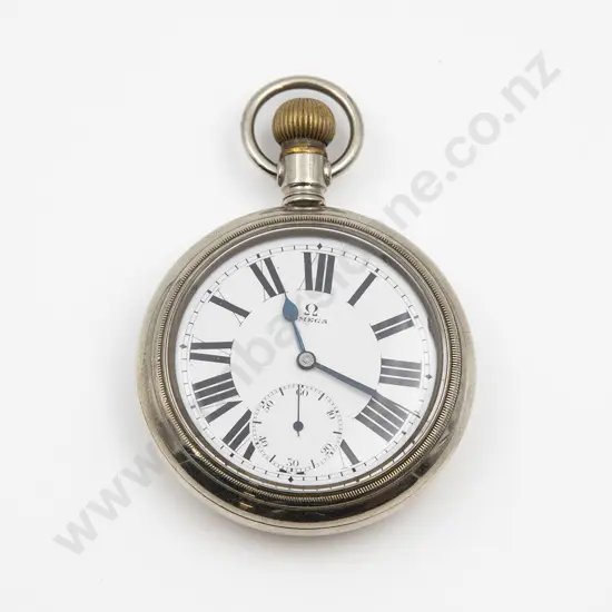 Rolex Chrome Plated Open Face Lever Wind Pocket Watch
