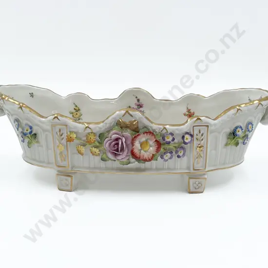 German Porcelain Centre Bowl with Applied & Hand Painted Flowers