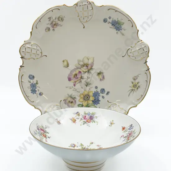 Minton Floral Decorated Fruit Bowl & Rosenthal Charger