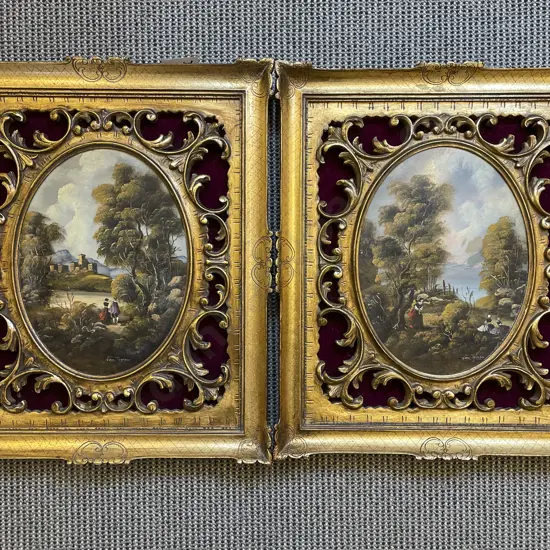Pair of Gilt Framed Oil Paintings after Otto Van Thorew