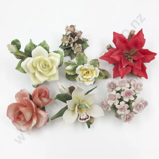 Seven Porcelain Flower Ornaments
