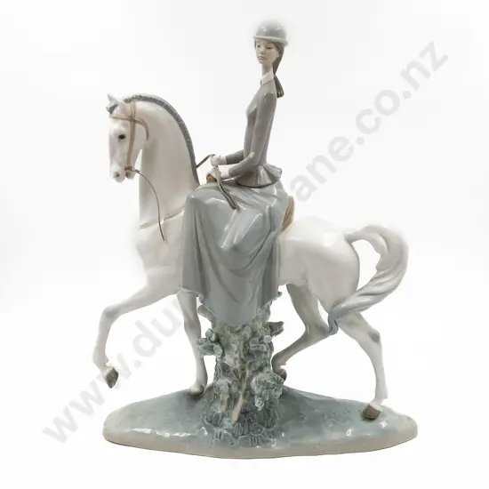 Large Lladro Figure Group of Lady Horse Riding