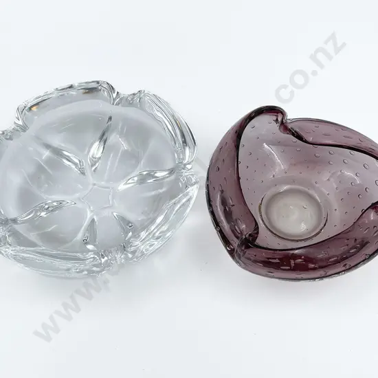 Two Art Glass Ash Trays