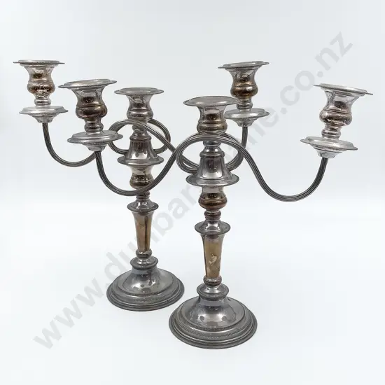 Pair of S/P Three Light Candelabras