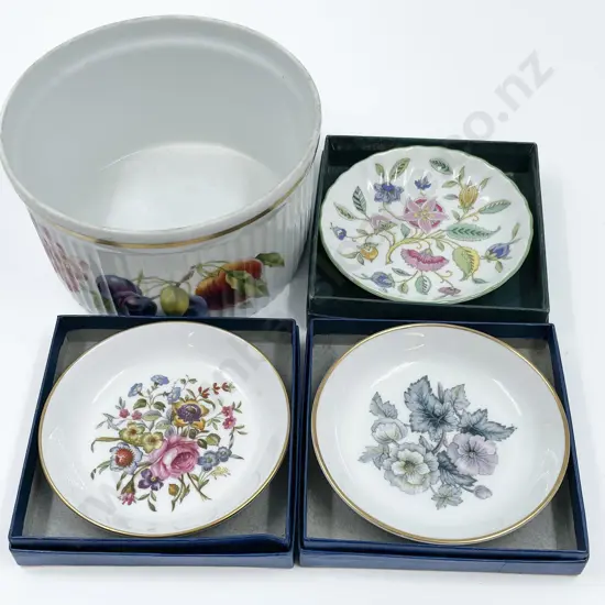 Three Pieces of Assorted Royal Worcester Together With Boxed Minton Dish