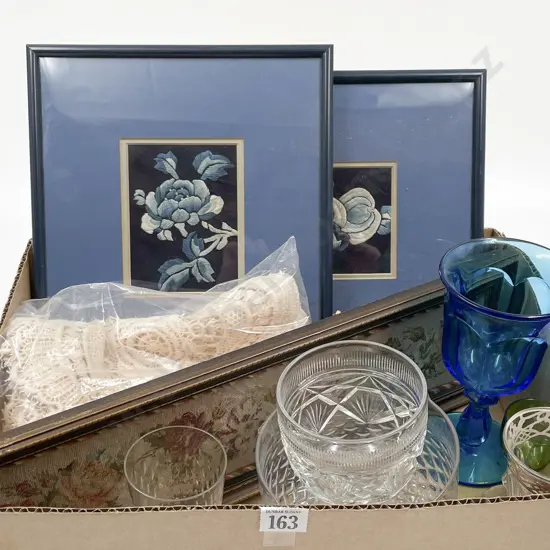 Box of Assorted Incl. Antique Glassware Etc.