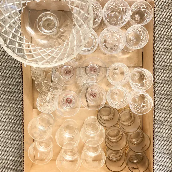 Small Box of Assorted Crystal and Glassware