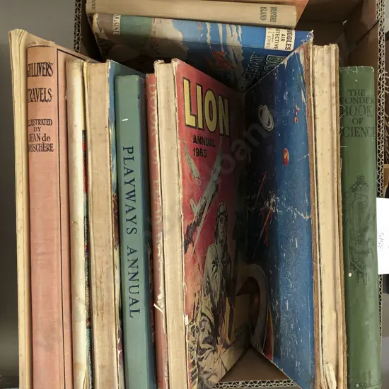 Box of Assorted Books Incl. Vintage Children's Annuals