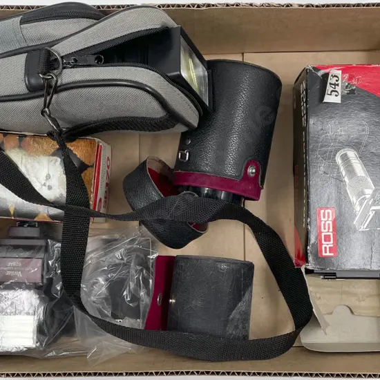 Box of Assorted Camera Accessories