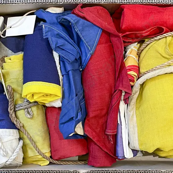 Box of Vintage Nautical Signaling Flags