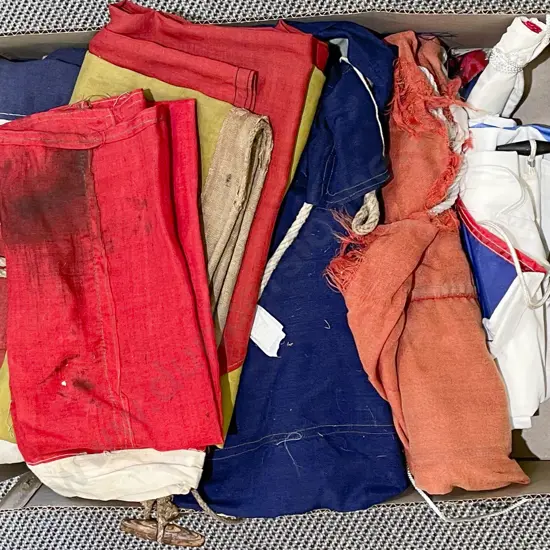 Box of Vintage Nautical Signaling Flags