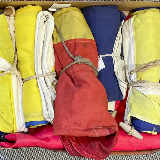 Box of Vintage Nautical Signaling Flags