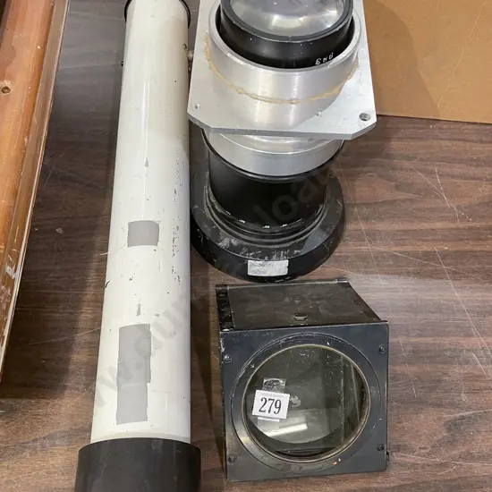 Two Large Vintage Lenses Together With Telescope