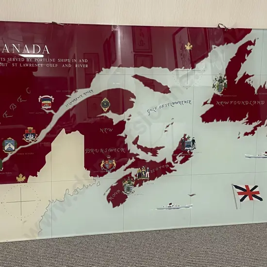Perspex Map of St Lawrence Gulf and River Canada