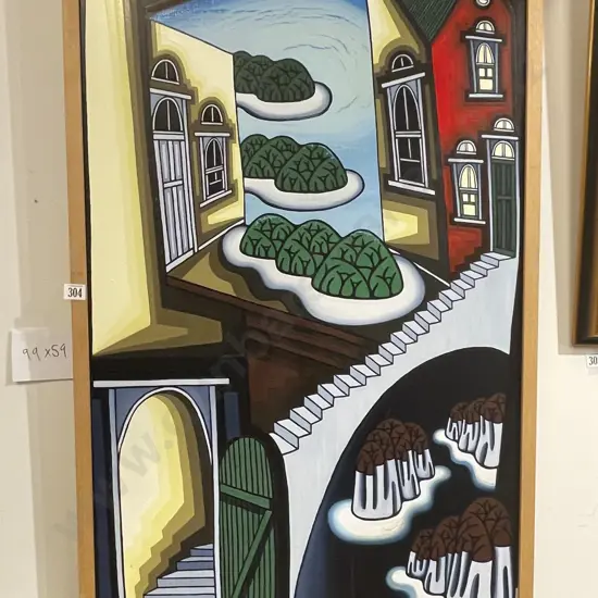 Abstract Architectural Work - Acrylic on Board - Signed GYE