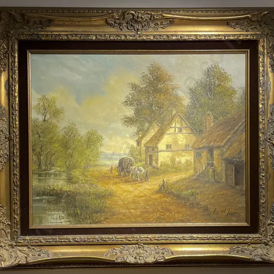 Robert Ixer - Small Hamlet Near Boston Linconshire - Oil on Board