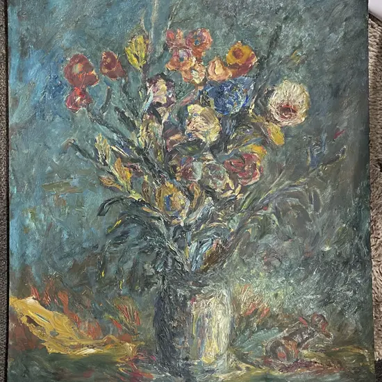 Unframed Floral Still Life - Oil on Board