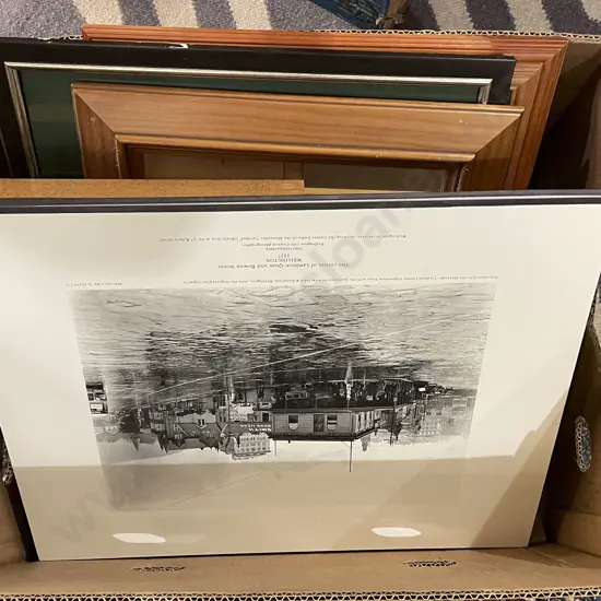 Box of Assorted Prints and Frames Including Mirror