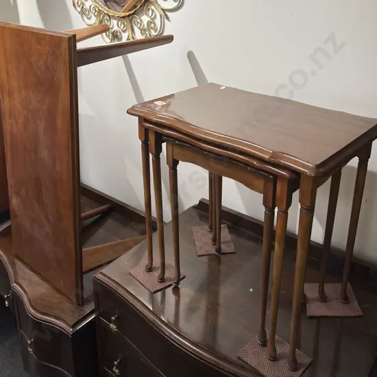 Nest of Three Tables Together with Small Rectangular Coffee Table