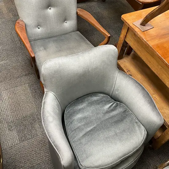 Button Back Arm Chair Together With Small Upholstered Tub Chair