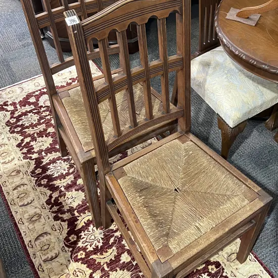 Pair of Rush Seated Dining Chairs