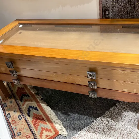 Glass Top Three Drawer Coffee Table