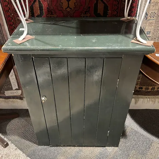 Vintage Green Painted Low Cupboard