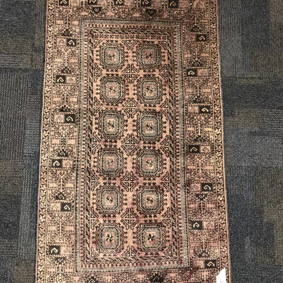 Faded Persian Rug with Geometric Design