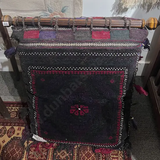 Pair Co-joined Persian Camel Saddle Bags Stuffed As Cushions