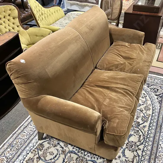 Victorian Style Upholstered Roll Arm Sofa