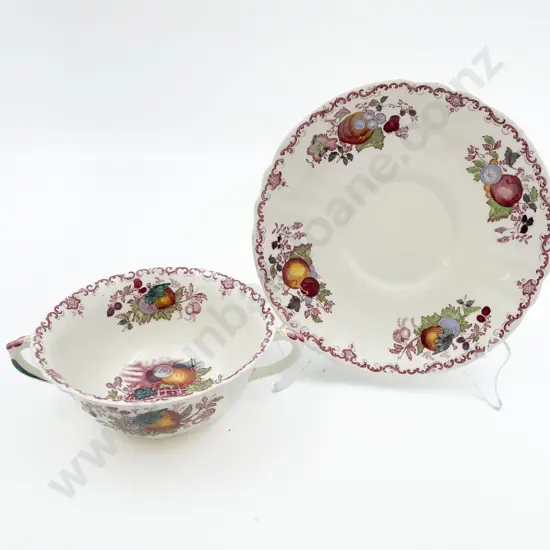 Six Mason's Soup Cups and Saucers