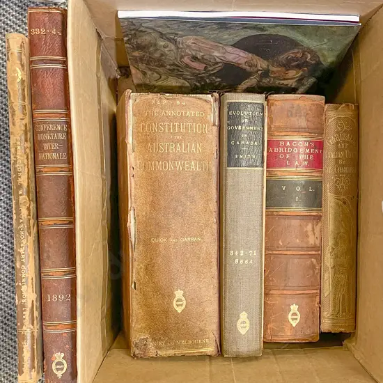 Box of Assorted Historical Volumes Incl. The Annotated Constitution of the Australian Commonwealth
