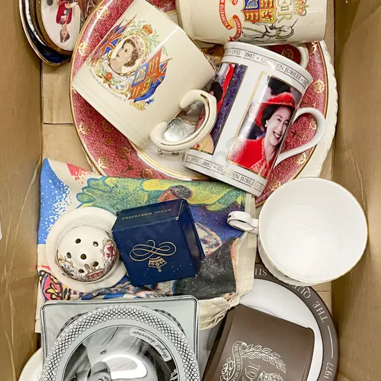 Box of Assorted Commemorative Ware