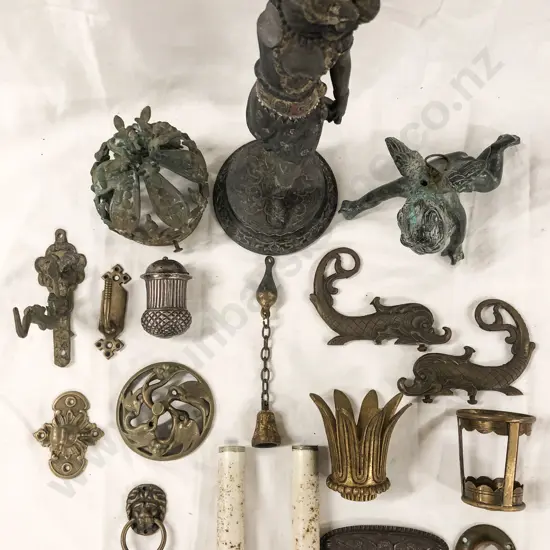 Box of Assorted Vintage Metalware Incl. Figural Ornaments