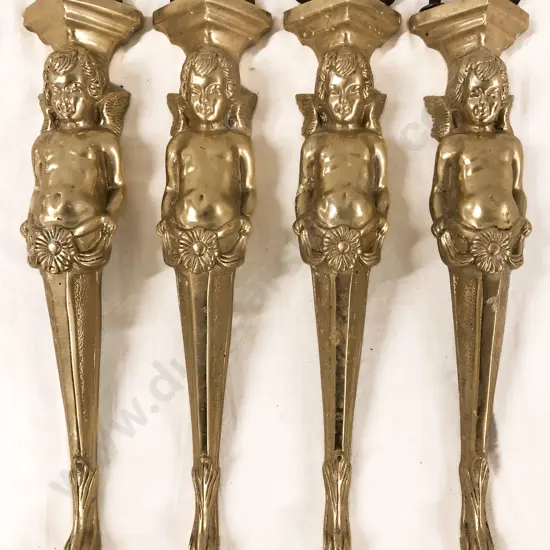 Four Gilt Painted Figural Table Legs