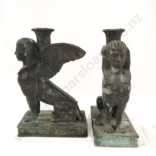 Pair of Sphynx Candle Holders
