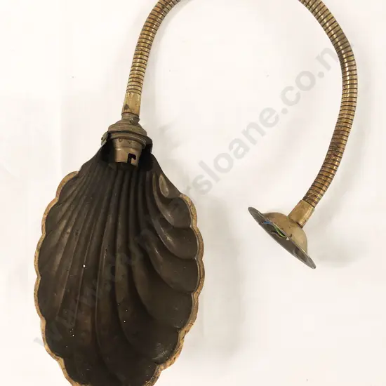 Vintage Brass Adjustable Wall Light With Shell Form Shade