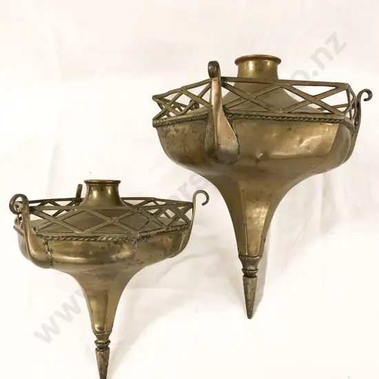 Pair of Graduated Brass Hanging Candle Holders