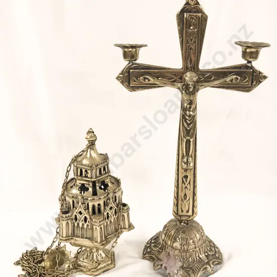 Church Form Thurible Together With Jesus on the Cross Form Candle Holder