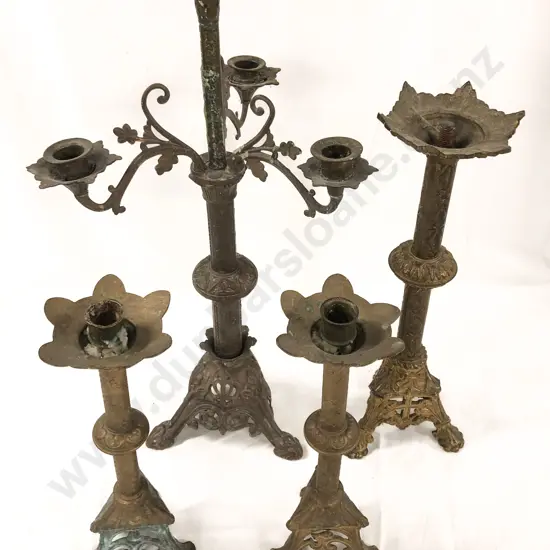 Quantity of Assorted Ecclesiastical Candle Holders Etc.