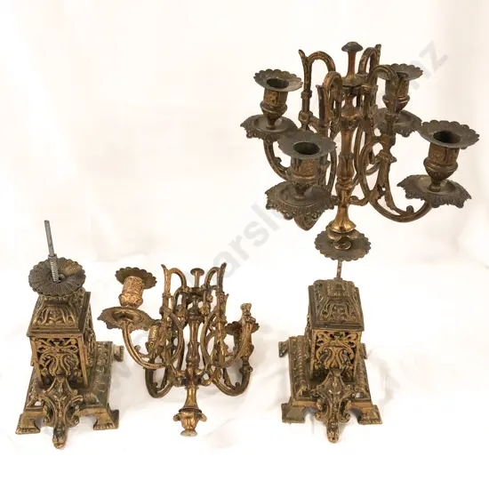 Pair of Ornate Brass Candle Holders (Faults)