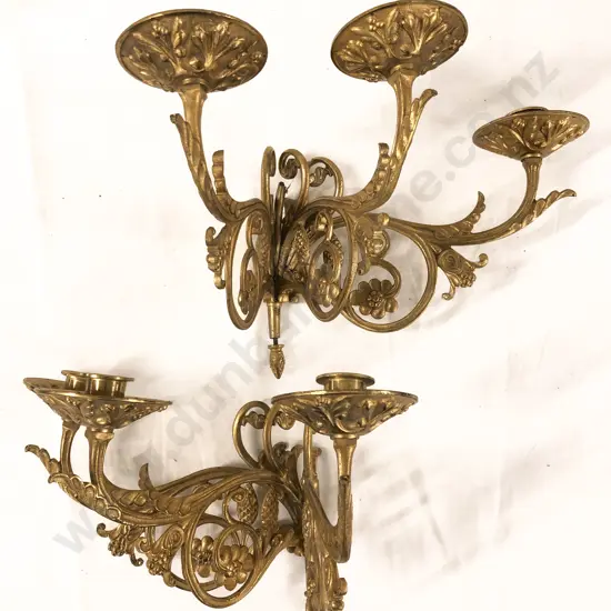 Pair of Gilt Painted Three Light Wall Sconces (Faults)