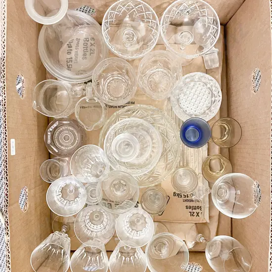 Box of Assorted Crystal and Glassware